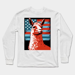 Abstract pop art style portrait of patriot llama Long Sleeve T-Shirt